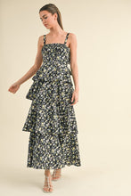 Load image into Gallery viewer, Fiona Tiered Floral Open Back Maxi Dress - Black