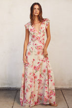 Load image into Gallery viewer, Janine Plunging V Neck Floral Maxi Dress