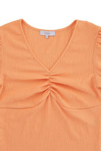 Load image into Gallery viewer, Shirred V neck top with puff sleeves