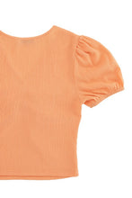 Load image into Gallery viewer, Shirred V neck top with puff sleeves