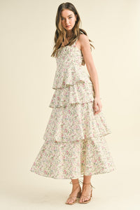 Fiona Tiered Floral Open Back Maxi Dress