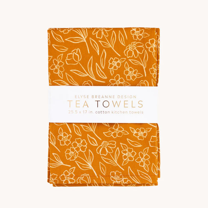 Pack of 2 Terracotta Flower Tea Towels