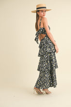 Load image into Gallery viewer, Fiona Tiered Floral Open Back Maxi Dress - Black