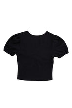 Load image into Gallery viewer, Shirred V neck top with puff sleeves