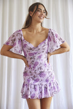 Load image into Gallery viewer, Floral Print Ruffle Flutter Sleeved Mini Dress