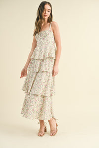 Fiona Tiered Floral Open Back Maxi Dress