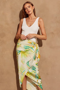 Mallorca Tie Satin Midi Skirt