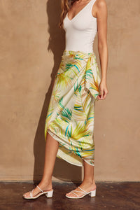 Mallorca Tie Satin Midi Skirt