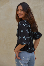 Load image into Gallery viewer, Hannah Floral Peplum Tie Blouse