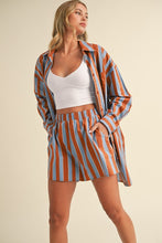 Load image into Gallery viewer, Lizzie Striped Button Down Shirt and Boxer Shorts Set