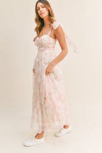 Winnie Flowy Pink Floral Sweetheart Maxi Dress