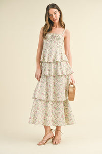 Fiona Tiered Floral Open Back Maxi Dress