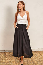 Load image into Gallery viewer, Tailored Linen Blend Maxi Skirt - Black