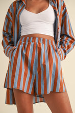 Load image into Gallery viewer, Lizzie Striped Button Down Shirt and Boxer Shorts Set