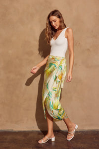 Mallorca Tie Satin Midi Skirt