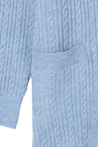 Wool blended cable knitted cardigan