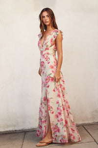 Janine Plunging V Neck Floral Maxi Dress