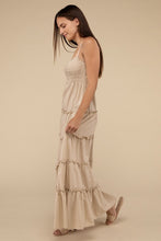 Load image into Gallery viewer, Woven Smocked Top Tiered Cami Maxi Dress