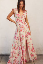 Load image into Gallery viewer, Janine Plunging V Neck Floral Maxi Dress