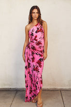 Load image into Gallery viewer, Sadie Asymmetrical One Shoulder Pink Floral Dress