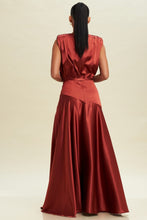 Load image into Gallery viewer, Tilaya Asymmetrical Satin Gown - Rust