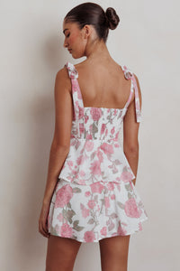 Kianna Ribbon Tiered Floral Mini Dress