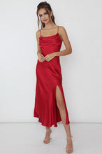 Load image into Gallery viewer, Ella Satin Side Slit Midi Dress