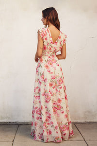 Janine Plunging V Neck Floral Maxi Dress