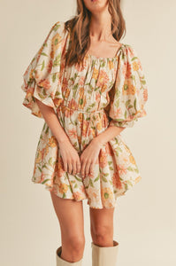 Faye Floral Ruched Mini Dress