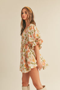 Faye Floral Ruched Mini Dress