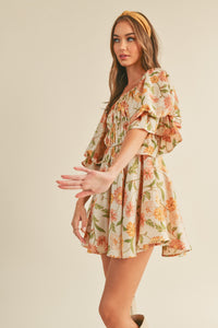 Faye Floral Ruched Mini Dress