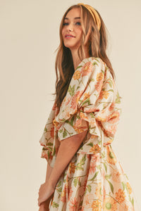 Faye Floral Ruched Mini Dress