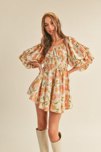 Faye Floral Ruched Mini Dress