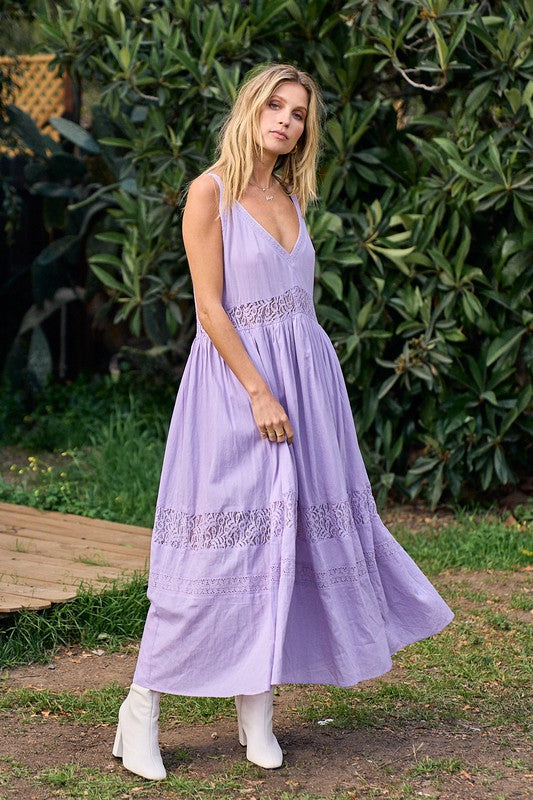 Lavender lace 2025 maxi dress