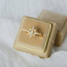 Load image into Gallery viewer, Yvaine: Gold Starburst Ring with Faux Opal &amp; Cubic Zirconia