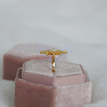 Load image into Gallery viewer, Yvaine: Gold Starburst Ring with Faux Opal &amp; Cubic Zirconia